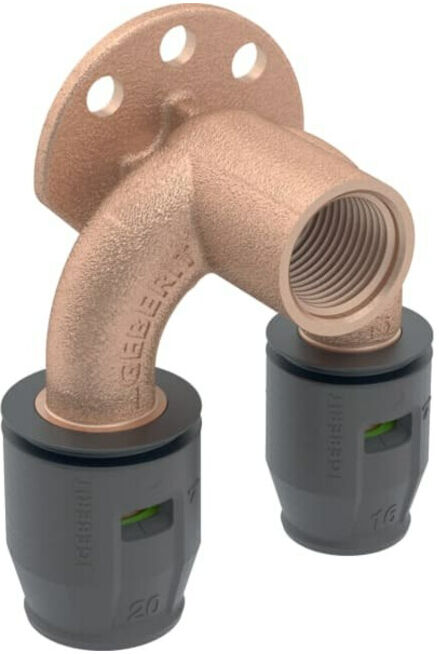 Geberit Coude double connexion PushFit d 16mmxRp 1/2x16mm, 90°, 52mm, bronze rouge (650274001)