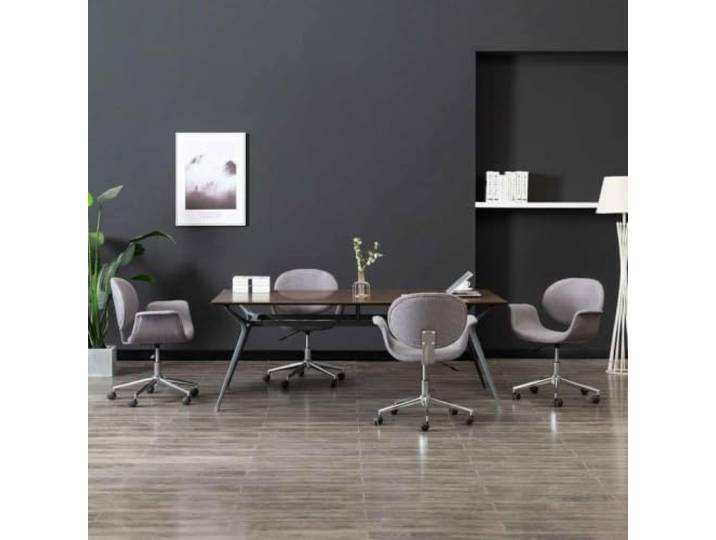 Esszimmerstühle, drehbar, 4 Stück, grauer Stoff, mit Armlehnen Robuste Metallbeine, Gasheben, ergonomischer Sitz, Verwendung im Wohnzimmer und Büro, Kapazität 110 kg pro Sitz