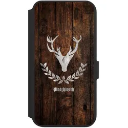 Nivocase Klapphülle für Samsung Galaxy S22+ Handyhülle aus Kunst Leder NIVOflip schwarz Hirsch Holz (Samsung Galaxy S22+), Smartphone Hülle, Schwarz