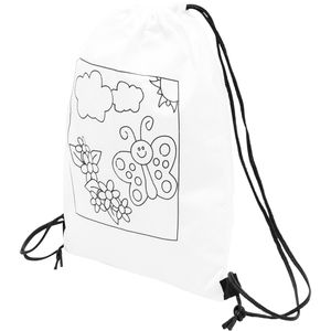 Böttcher-AG Turnbeutel Colorful Hobby, weiß, für Kinder, mit 4 Stiften & Kordelzug, aus Kunststoff, zum Bemalen, 29 cm
