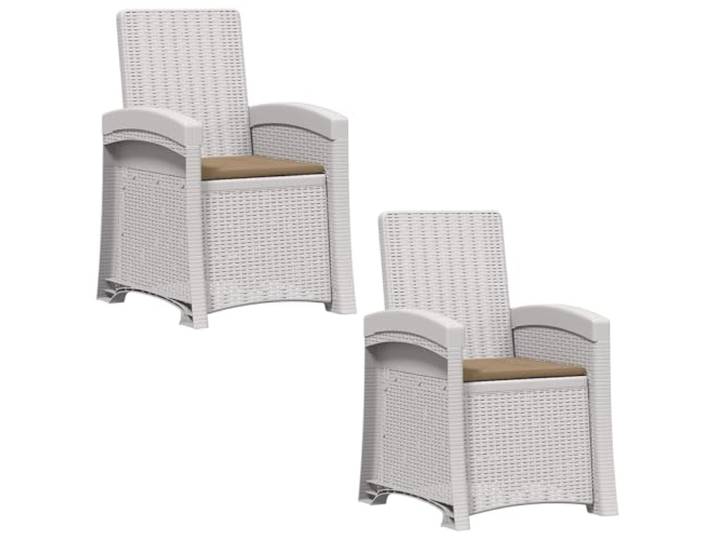 ZQQLVOO Liegesessel Garten Rattan-Optik 2 Stück Weiß Taupe PP 3-fach verstellbare Rückenlehne, wetterbeständig, stabil, für Terrasse Balkon
