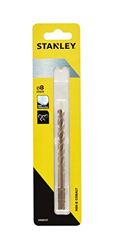 Stanley STA50127-QZ HSS-E Kobalt high-tech metaalboor, 8 mm boordiameter, zwart/geel