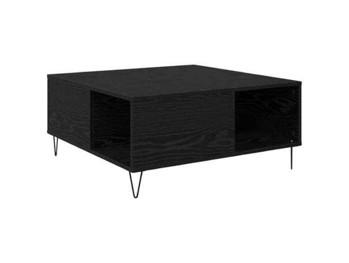 Roanoer Couchtisch Schwarz Eichen-Optik 80 x 80 x 36,5 cm Holzwerkstoff Kompakter Wohnzimmertisch in eleganter Holz-Optik bietet ein offenes Ablagefach für Zeitschriften und Fernbedienungen.
