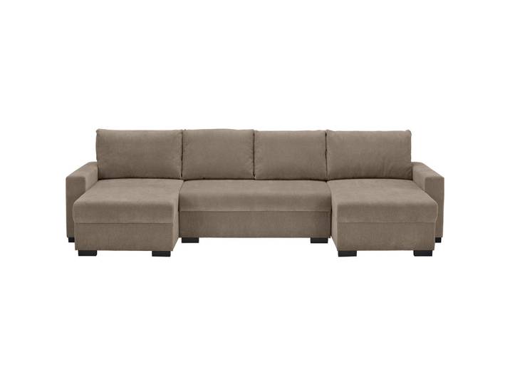 Ti'me Wohnlandschaft, Taupe, Kunststoff, 3-Sitzer, Füllung: Schaumstoff, U-Form, 328x140 cm, Liegefunktion, Rücken echt, Wohnzimmer, Sofas & Couches, Wohnlandschaften, Wohnlandschaft U-Form