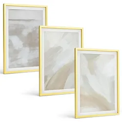 BILDER SET 3er Set - 40x60 cm Goldrahmen - Abstrakte Pinselstriche