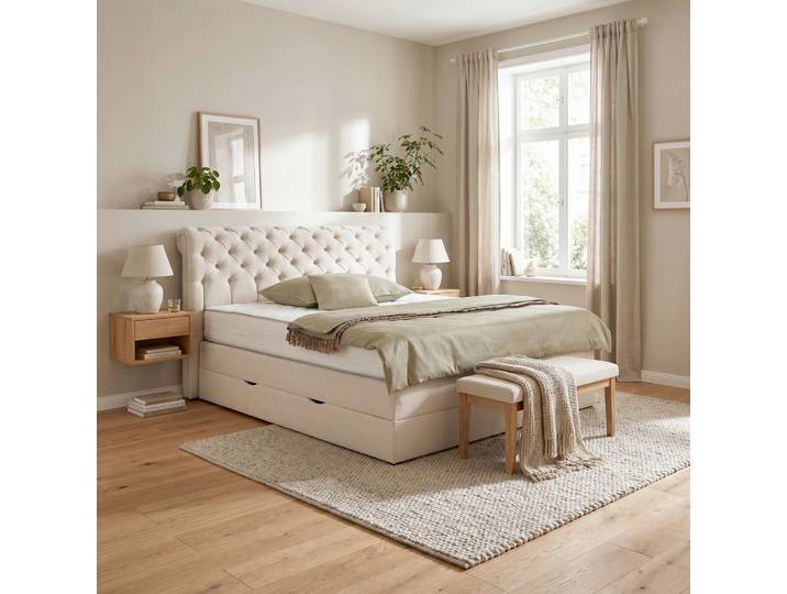 Boxspringbett Belano Creme ca. 180x200cm