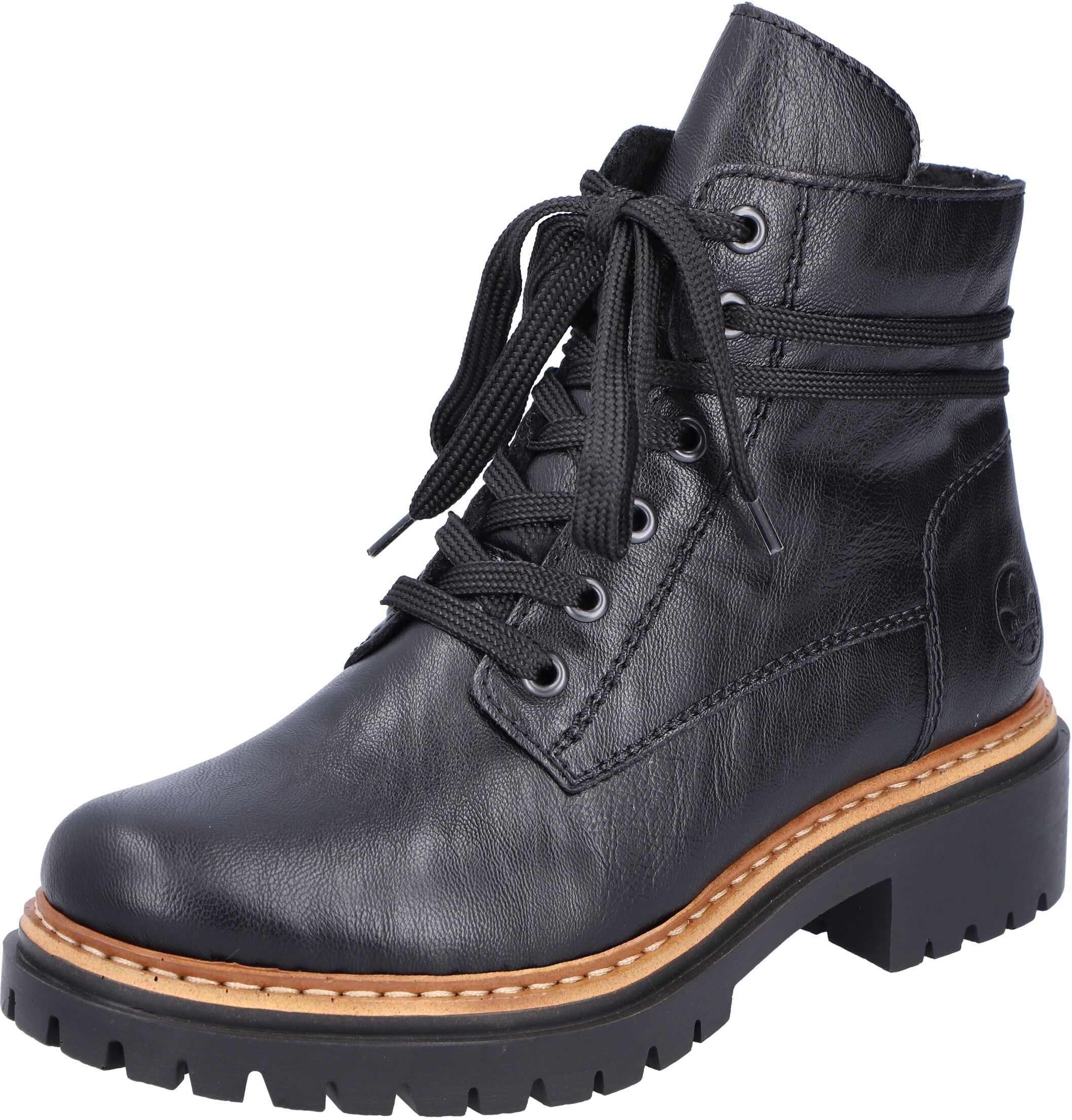 Winterstiefelette RIEKER, Damen, Gr. 38, Warmfutter, schwarz, Lederimitat, Schuhe Winterstiefelette, mit profilierter Laufsohle