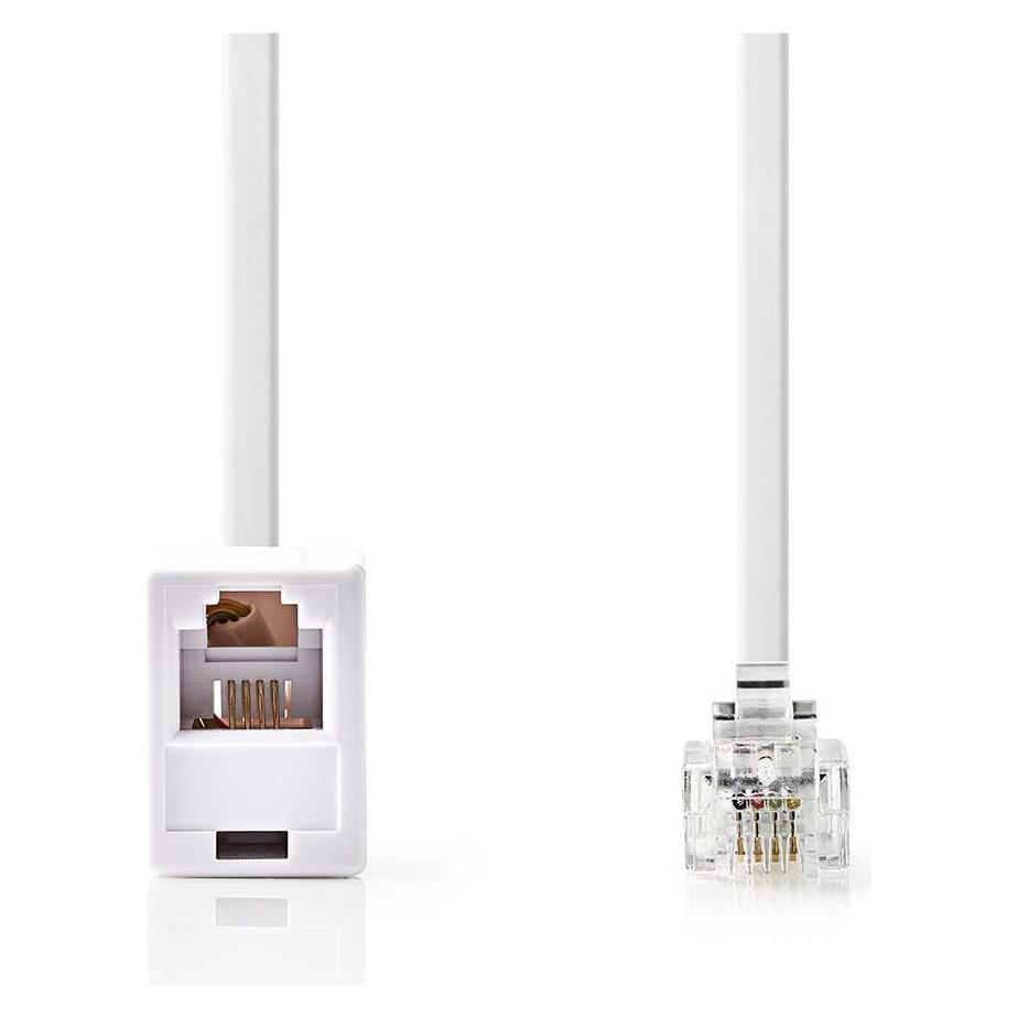 Nedis Telefon-Verlängerungskabel | RJ11 Stecker | RJ11 Buchse | 10.0 m | Kabeldesign: Flach | Beschi (TCGL90205WT100)