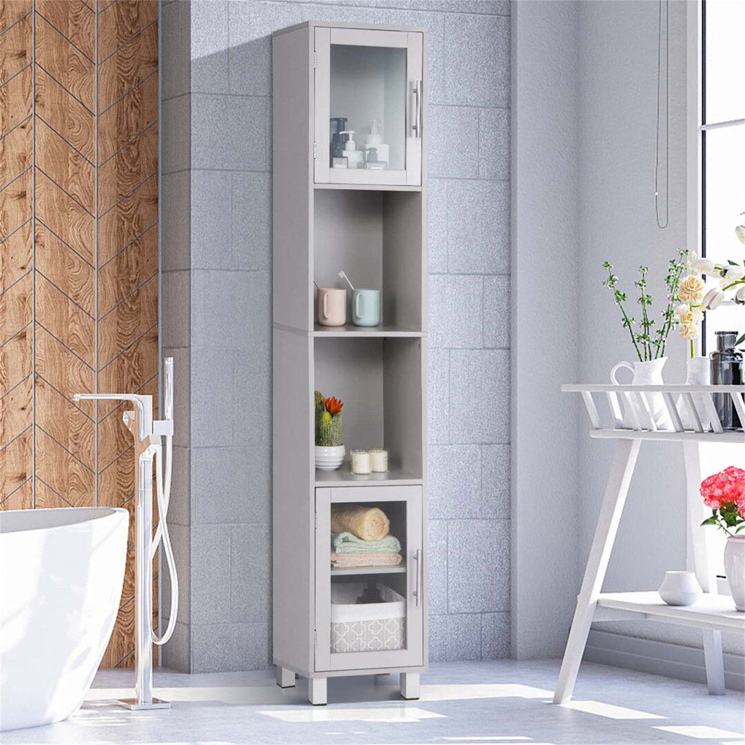 ClassicLiving Aaleeyah Linen Cabinet Grey 180cm H X 33cm W X 30cm D