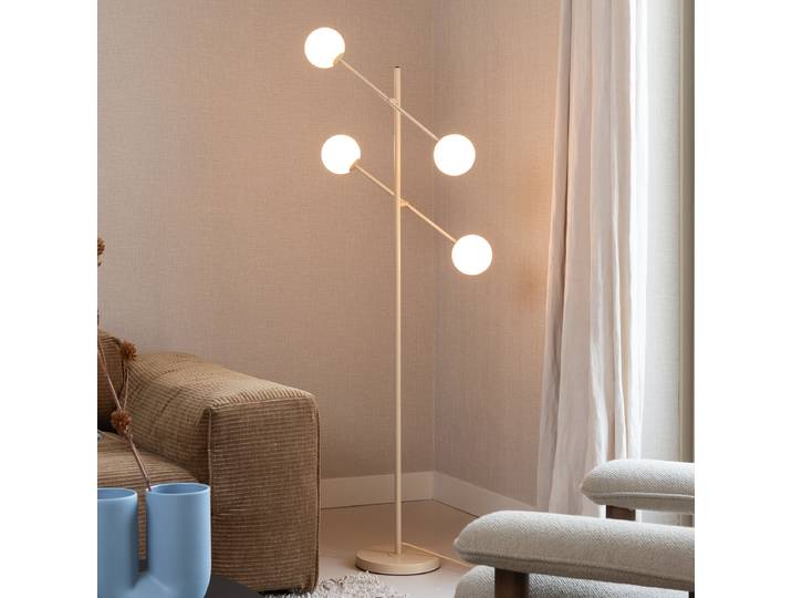 Lampadaire Copenhagen 26 x 170 x 48cm Beige/Beige fer et verre opalin G9