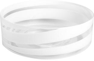 "Majestic Gifts European High Quality Glass Decorative Serving/ Salad Bowl -W/ White Swirl Design- 11"" Diameter - Made in Europe"