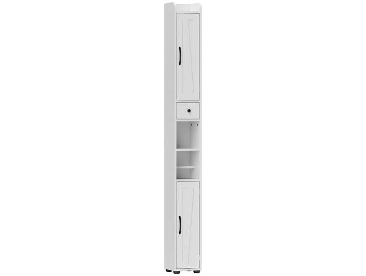 Meuble de rangement colonne 2 portes panneau de particules blanc