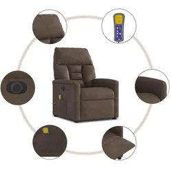 vidaXL, Massageliege + Massagesessel, Massagesessel Elektrisch Braun Mikrofasergewebe Massagestuhl Sessel