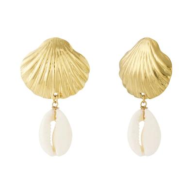 Paar Ohrhänger ADELIA´S "LIVAYA", Damen, Gr. Damen, Edelstahl, gold (goldfarben), Ohrringe, Trendig glänzender Modeschmuck mit Muschelanhängern
