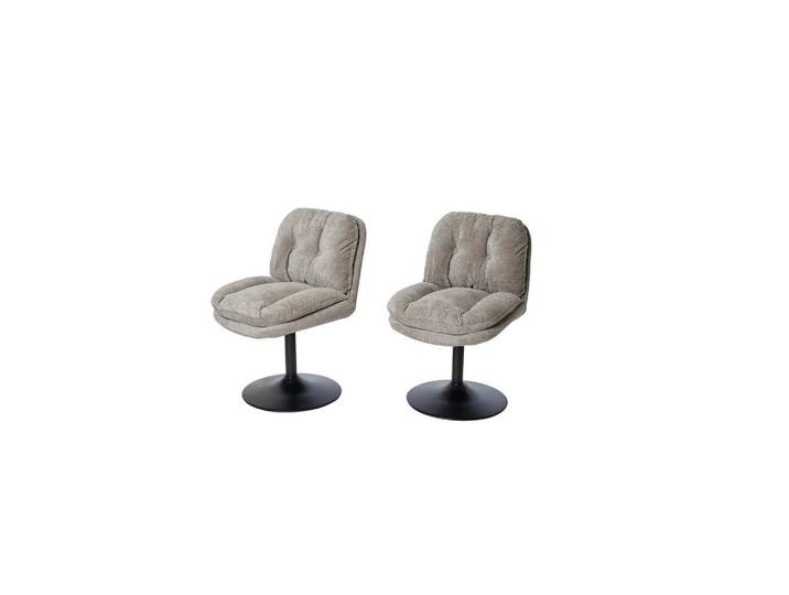 Mid.you Stuhl-Set, Grau, Schwarz, Holz, Metall, Eukalyptusholz, Sperrholz, 50.5x80x62 cm, Sitzfläche 360° drehbar, Esszimmer, Stühle, Esszimmerstühle, Esszimmerstühle-Set