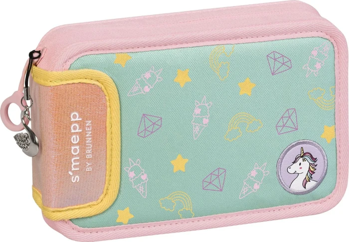 BRUNNEN Federmäppchen befüllt s'maepp Sweet Unicorn pastell-rosa/grün 16-teilig, 20,0 x 4,5 cm