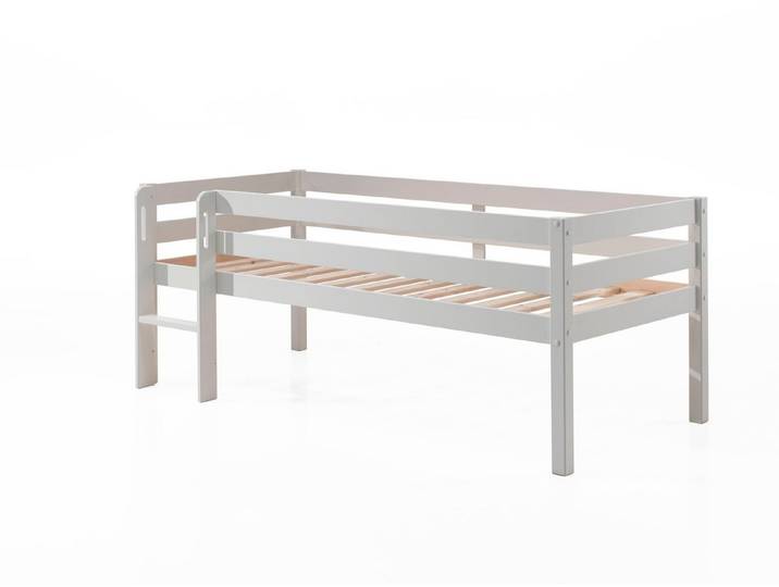 58 aufm Kessel Kinderbett Kojenbett Karolina 208x105x83 Kinderbett Einzelbett Massivholz Weiß (inkl. Versand, Lieferung bis Verwendungsstelle), Liegefläche 90 x 200, niedrige Höhe, ideal für Dachschrägen