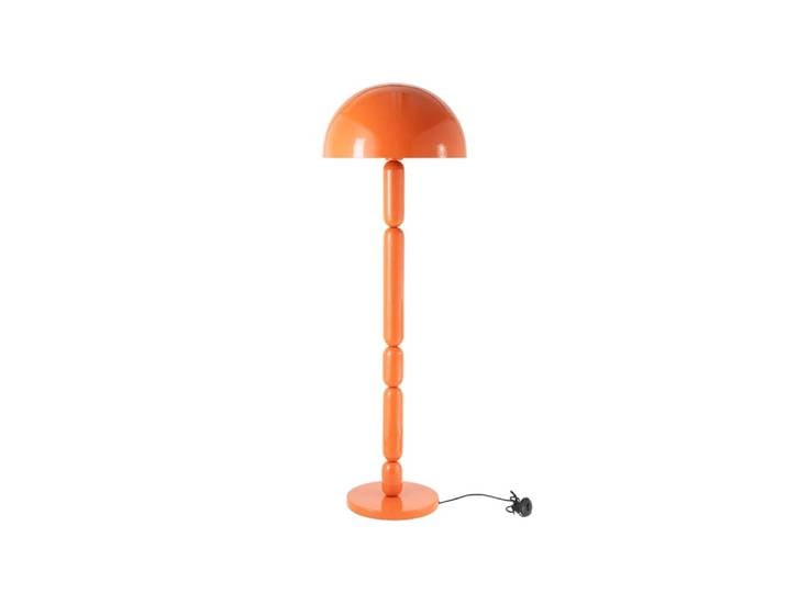 Lampadaire en bois et métal orange