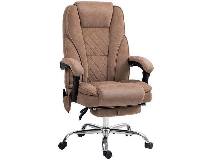 Vinsetto Bürostuhl mit Massagefunktion Polyester Braun, Textil, Füllung: Taschenfederkern, 67x119x72 cm, Büromöbel, Bürostühle, Drehstuhl