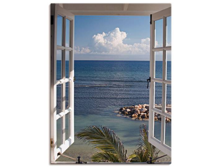 Wandbild ARTLAND Fenster zum Paradies , blau (farbe bild(er): blau), B:30cm H:40cm, Bilder, Wandbild, als Alubild, Leinwandbild, Poster in verschied. Grössen