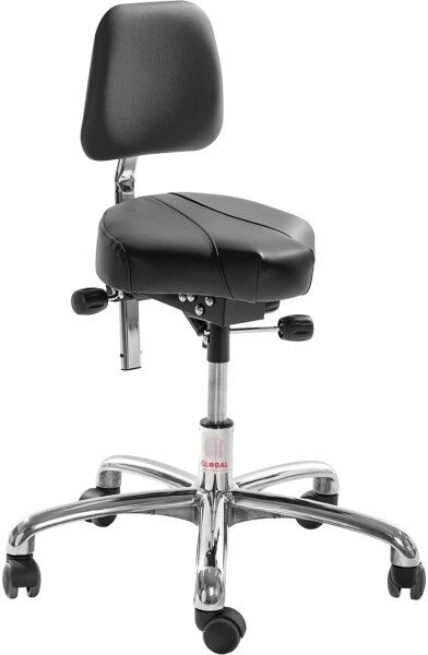 Global Gamma Sadelstol, Sort, Kunstlæder, 60-79cm, Ryglæn