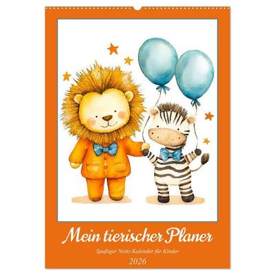 Mein tierischer Planer - Spaßiger Notiz-Kalender für Kinder (Wandkalender 2026 DIN A2 hoch), CALVENDO Monatskalender