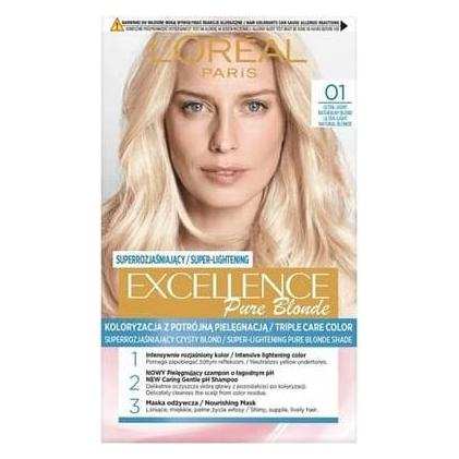 L'Oréal Paris L'Oreal - Excellence Creme Hair Dye 0.1 Super Light Naturalonde (0.1 Super Hell Naturblond, 0,1 Super Hellblond Natürlich, 0.1 Super Light Natural Blonde, 0.1 Super Jasny Blond Naturalny, 01 Light Natural Blonde) (3600010022640)