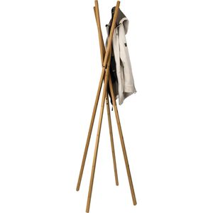 Unilux Garderobenständer Tipy, braun, mit 4 Haken, aus Bambus, 180 x 50cm