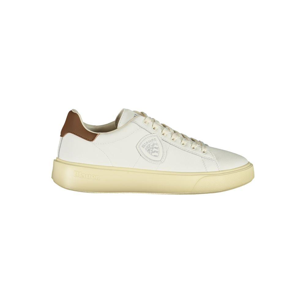 Blauer Witte Leren Heren Sneakers