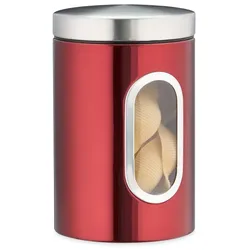 Relaxdays 2x Vorratsdose mit Sichtfenster rot Rot,Silber,Transparent