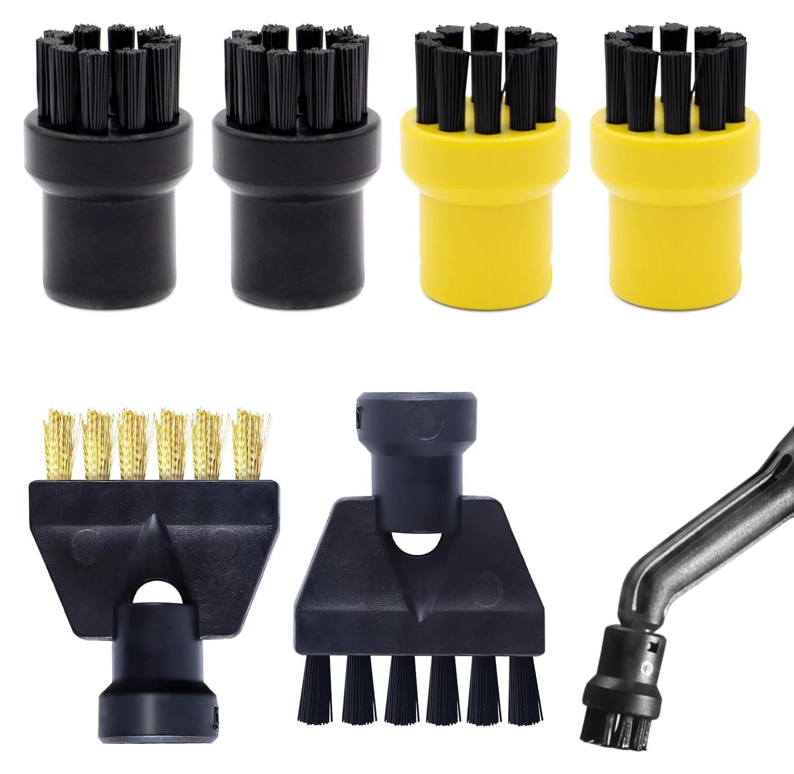 Selius Stoomreinigerborstels set - 6-delige accessoireset met 4 ronde borstels en 2 spleetborstels
