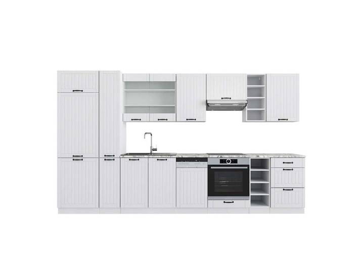 Cuisine Fame-Line 355cm PT Marbre Blanc campagne/Blanc Vicco 49283