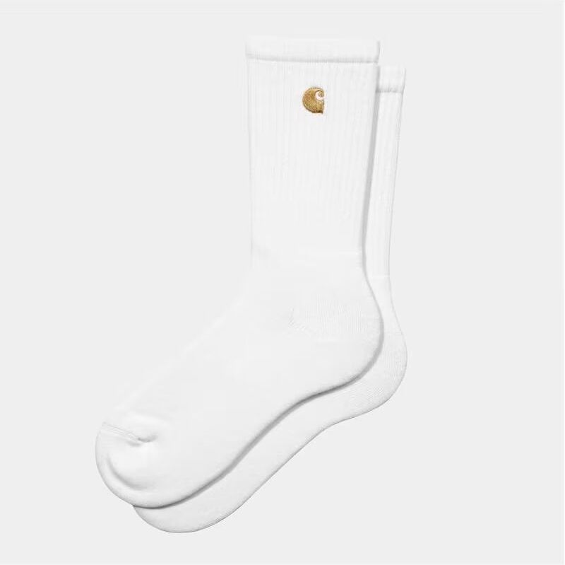 Calcetines Carhartt Wip Chase Socks Blancos Con Logo Dorado Talla Única Hombre