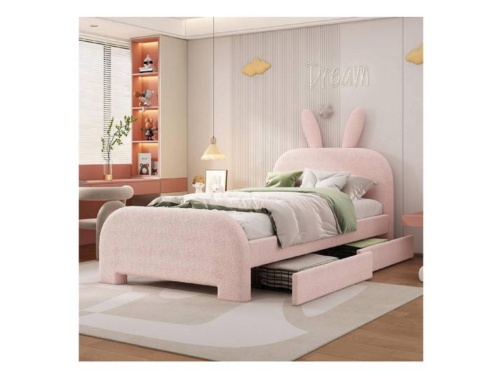 LuxusKollektion Kinderbett Kinderbett Kaninchen 90x200 Rosa