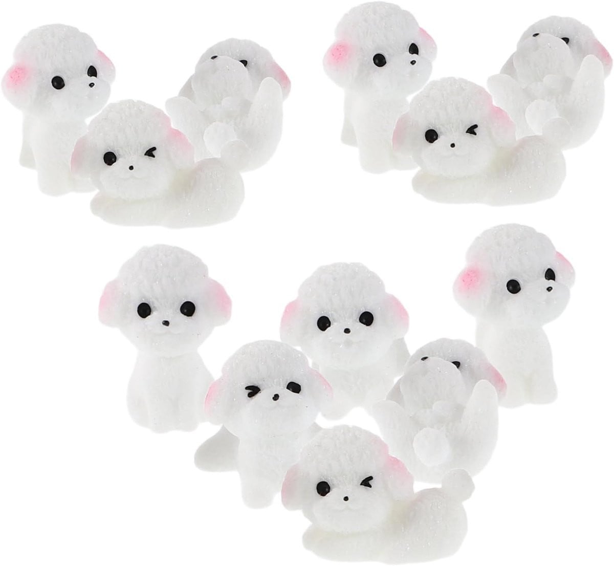 Set van 12 levensechte miniatuur puppy honden beeldjes voor tuin decoratie - Wit