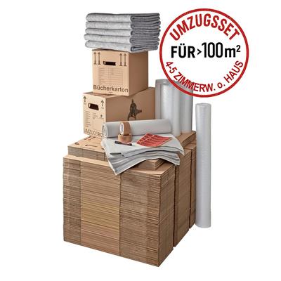 BB-Verpackungen GmbH Umzugskomplettpaket 4 bis 5 Zimmer-Wohnung + Häuser (100x Kartons 4x Folie 4kg Papier 2x Klebeband 5x Decken 20x Etiketten 1x Stift) BB-Verpackungen