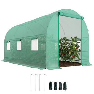 Outsunny Tunnelgewächshaus 400 x 200 x 200 cm mit 6 Fenstern für den Anbau von Grünpflanzen