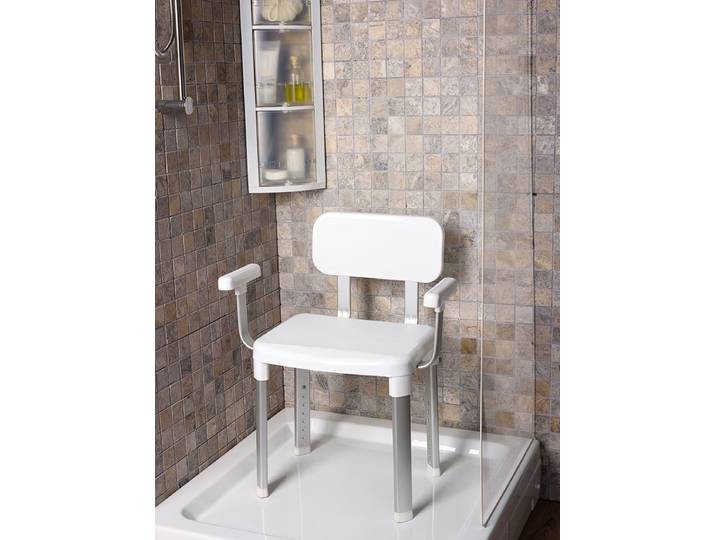 Dusch- und Badhocker BISCHOF Splash Comfort Xtra , weiss (weiß, silberfarben), B:51cm, Duschhocker, Dusch- und Badhocker, höhenverstellbar, TÜV-GS