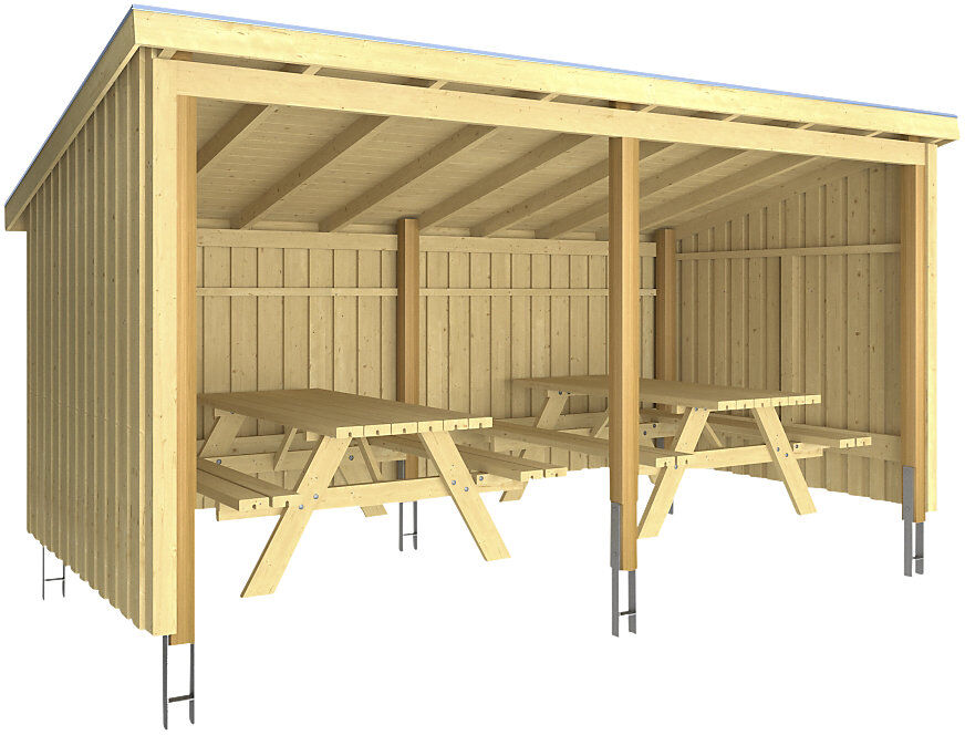 kaiserkraft Nordic Picknickhütte, aus Holz, HxBxT 2200 x 2180 x 4320 mm (9,5 m²)