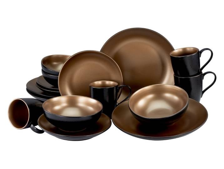 creaTable Kombiservice 16-tlg GLAMOUR GOLD, gold, Steinzeug