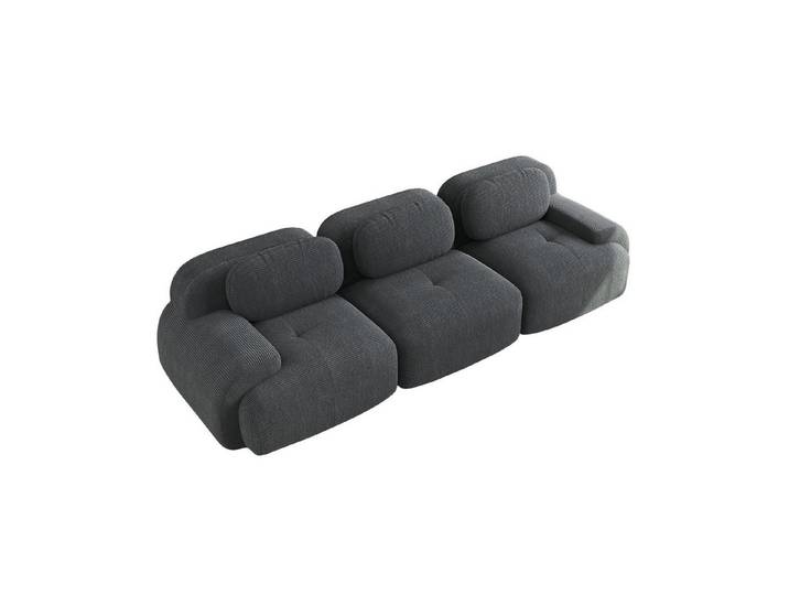 EXTSUD Ecksofa 3-Sitzer aus Premium-Cordsamt, modular & rutschfest, rutschfest, ohne Montage, ergonomische Armlehnen und hochelastische Polsterung