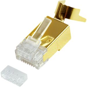 LogiLink Modularstecker MP0048, vergoldet, Cat.6A bis 8.1,RJ45, AWG22 bis AWG24, geschirmt, zum Crimpen, 10 Stück