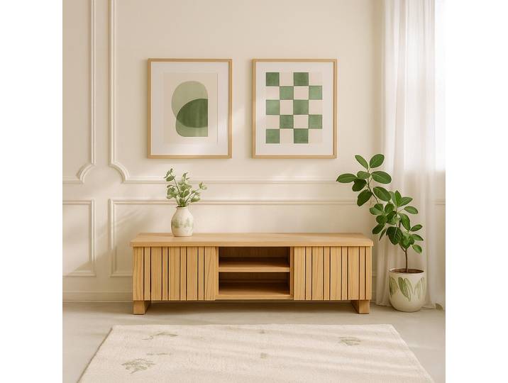 Meuble TV en bois massif 135 cm - Satya