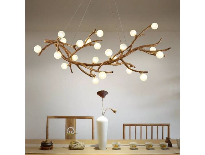 Vintage Branches d'arbre lustre résine pendentif lumières pour salon décor à la maison Lustres luminaires LED