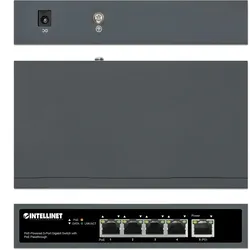 Intellinet PoE-Powered 5-Port-Gigabit-Switch mit PoE-Passthrough (5 Ports), Netzwerk Switch, Grau