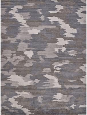 EXQUISITE RUGS Bamboo Silk Hand-knotted Silver/Grey Area Rug.