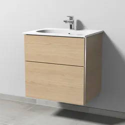 Sanipa 3way Waschtischunterbau zu Geberit Acanto Slim mit 2 Auszügen, Eiche-Nordic, BR41048 BR41048