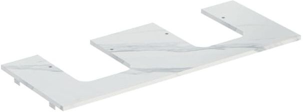 Geberit One Waschtisch-Platte 505175001 120x2x47cm, Ausschnitt zweifach, Steinzeug, Marmoroptik weiß/matt