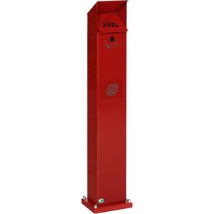 VAR Aschenbecher SG 115, rot, für Outdoor, mit Dach, 2in1, Aschenbecher & Mülleimer aus Metall, 18 x 115cm, 5 Liter