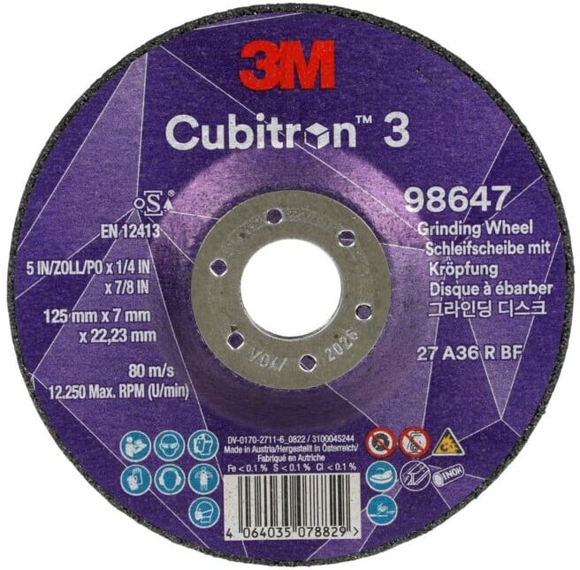 3M CUBITRON Disque à ébarber 3 125x7mm 36+ (7100303982)
